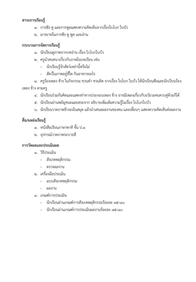 แจกไฟล์ แผนการสอนภาษาไทยประถม 1-6 ตามหนังสือกระทรวง