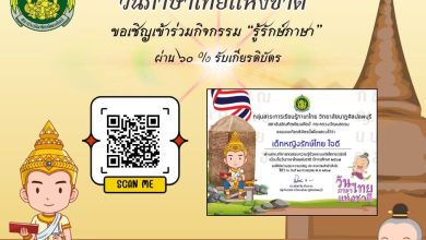 แบบทดสอบออนไลน์ วันภาษาไทยแห่งชาติ ประจำปีการศึกษา ๒๕๖๗ ผ่านเกณฑ์ร้อยละ ๖๐ ขึ้นไป จะได้รับเกียรติบัตรออนไลน์ทางอีเมล โดยวิทยาลัยนาฏศิลปลพบุรี