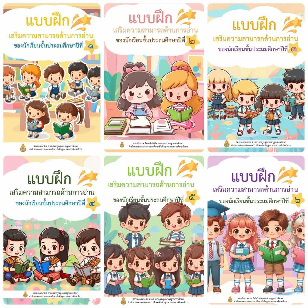 ดาวน์โหลดไฟล์ แบบฝึกเสริมความสามารถด้านการอ่าน ป.1-6 จาก สถาบันภาษาไทย สำนักวิชาการและมาตรฐานการศึกษา สพฐ.