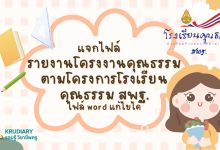 ดาวน์โหลดฟรี รายงานโครงงานคุณธรรม ตามโครงการโรงเรียนคุณธรรม สพฐ. ประจำปีการศึกษา 2567