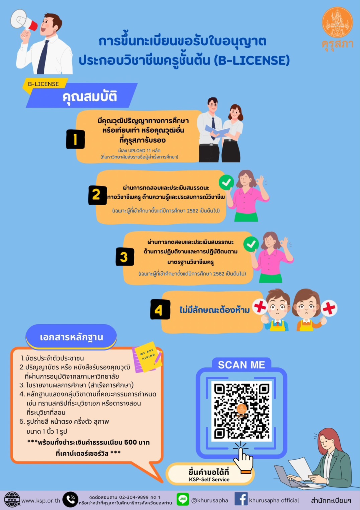 How to ขึ้นทะเบียนใบอนุญาตครูชั้นสูง (A License) ผ่าน KSP Self – Service 